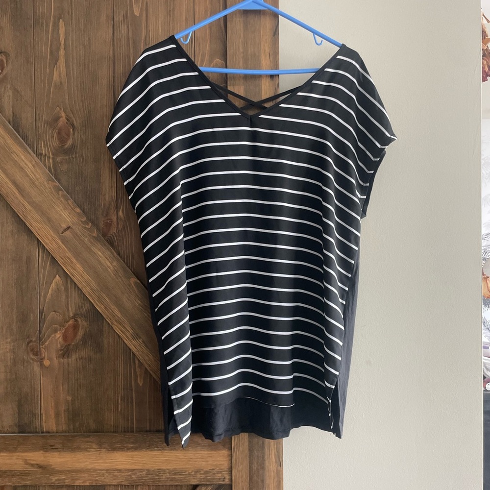 Black and White Striped Women's Top